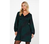 Dorothy Perkins Petite Khaki Animal Long Sleeve Lace Trim Button Front Mini Dress khaki 8