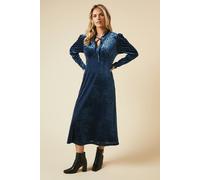 Dorothy Perkins Petite Leopard Burnout Long Sleeve Midi Dress In Navy navy 8