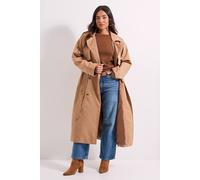 Dorothy Perkins Petite Longline Double Breasted Belted Trench Coat In Camel camel 6