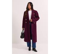 Dorothy Perkins Petite Midi Length Fitted Military Coat In Burgundy burgundy 16