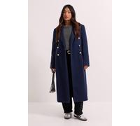 Dorothy Perkins Petite Midi Length Fitted Military Coat In Navy navy 6