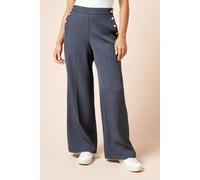 Dorothy Perkins Women's Petite Military Button Detail Wide Leg Trouser in Navy | Size: 18