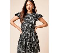 DOROTHY PERKINS Petite Mono Double Angel Sleeve Mini Dress 8