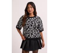 Womens Petite Mono Short Sleeve Jumper Black L