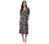 Petite Navy Ditsy Shirred Cuff Midi Dress Dorothy Perkins Blue 10
