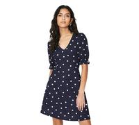 Dorothy Perkins Petite Navy Spot Short Sleeve Jersey Mini Dress, 6, Navy