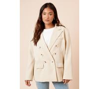 Dorothy Perkins Women's Petite Oversized Double Breasted Blazer in Butter | Size: 14