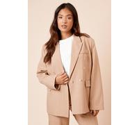 Dorothy Perkins Petite Oversized Double Breasted Stripe Blazer In Camel camel 14