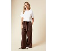 Dorothy Perkins Petite Paperbag Belted Wide Leg Trouser In Chocolate chocolate 8
