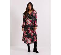 DOROTHY PERKINS Petite Patchwork Floral Contrast Bow Detail Frill Printed Midaxi Dress 14