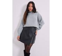 Dorothy Perkins Petite Pearl Neck Detail Jumper In Grey grey S