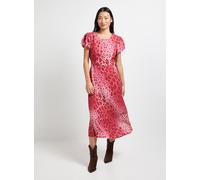 DOROTHY PERKINS Petite Pink Animal Print Tie Back Puff Sleeve Midi Dress 6