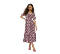 Dorothy Perkins Petite Pink Ditsy Square Neck Tiered Jersey Midi Dress, 10, Pink