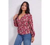 DOROTHY PERKINS Petite Pink Ditsy Wrap Front Frill Detail Printed Blouse 8