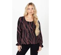 Dorothy Perkins Petite Pink Spot Scoop Neck Button Tea Blouse In Black black 8