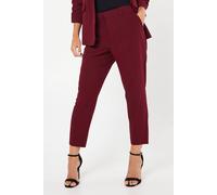 Dorothy Perkins Women's Petite Plain Ankle Grazer Trouser in Burgundy | Size: 12