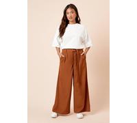 Dorothy Perkins Petite Pleated Belted Wide Leg Trouser In Terracotta terracotta 16