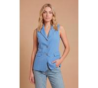 Dorothy Perkins Petite Pocket Detail Sleeveless Blazer In Blue blue