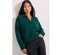Dorothy Perkins Petite Polo Collared Jumper In Bottle Green bottle green M