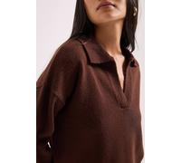 Dorothy Perkins Petite Polo Collared Jumper In Chocolate chocolate XS