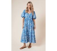 Dorothy Perkins Petite Poplin Twist Front Midi Dress In Blue blue 10