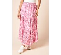 Dorothy Perkins Petite Printed Tiered Maxi Jersey Skirt, 14, Pink