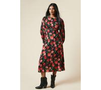Dorothy Perkins Petite Red Rose Shirred Cuff Midi Dress rose 8