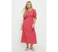 Dorothy Perkins Petite Red Shirred Cuff Midi Dress red 6