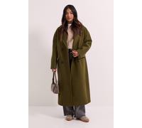 Dorothy Perkins Petite Relaxed Buttoned Midi Coat In Khaki khaki 10