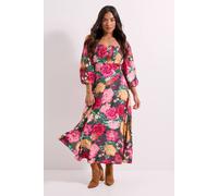 Dorothy Perkins Petite Ruched Bust Drop Waist Midi Dress In Floral floral 8