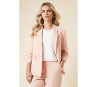 Dorothy Perkins Petite Ruched Sleeve Blazer, 12, Blush