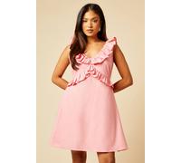 Dorothy Perkins Petite Ruffle Sleeve Tie Back Mini Dress In Pink pink 12