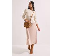 Dorothy Perkins Petite Satin Bias Cut Skirt In Champagne champagne 12