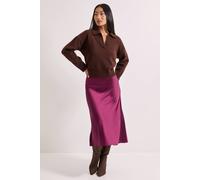 Dorothy Perkins Petite Satin Bias Cut Skirt In Plum plum 10
