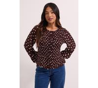 Dorothy Perkins Women's Petite Shirred Bodice Button Through Top in Burgundy | Size: 8 Dorothy Perkins Burgundy 8