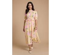 Dorothy Perkins Women's Petite Shirred Bodice Puff Sleeve Midi Dress in Yellow | Size: 10 Dorothy Perkins Yellow 10