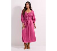 Dorothy Perkins Petite Shirred Bodice Tie Detail Sweetheart Midi Dress In Rose rose 12