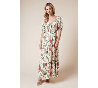 Dorothy Perkins Petite Shirred Bodice Tie Front Midi Dress In Floral floral 6