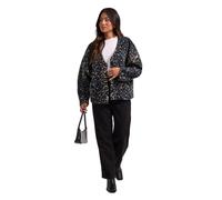 Dorothy Perkins Women's Petite Short Collarless Animal Print Coat in Blue | Size: 14 Dorothy Perkins Blue 14