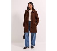 Dorothy Perkins Women's Petite Short Faux Wool Dolly Coat in Chocolate | Size: 8