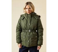 Dorothy Perkins Petite Short Luxe Quilted Padded Puffer Belted Coat In Bottle Green bottle green 6