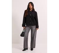 Womens Petite Short Trench Coat Black 14