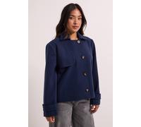 Womens Petite Short Trench Coat Navy 8