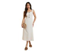 Dorothy Perkins Petite Stripe Button Midi Dress, 18, Neutral