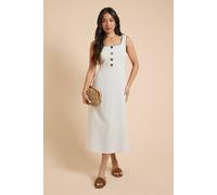 Dorothy Perkins Petite Stripe Button Midi Dress, 18, Neutral