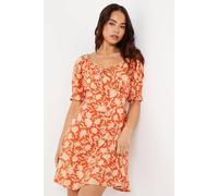 Dorothy Perkins Petite Sweetheart Tie Front Mini Dress In Rust rust 6