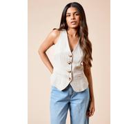 Dorothy Perkins Petite Tailored Halter Neck Top In Stone stone