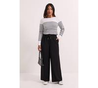 Dorothy Perkins Women's Petite Tie Waist Wide Leg Trousers in Black | Size: 10