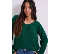 Dorothy Perkins Women's Petite V Neck Knitted Jumper in Green | Size: XL Dorothy Perkins Green XL