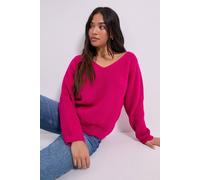 Dorothy Perkins Petite V Neck Knitted Jumper In Pink pink XL